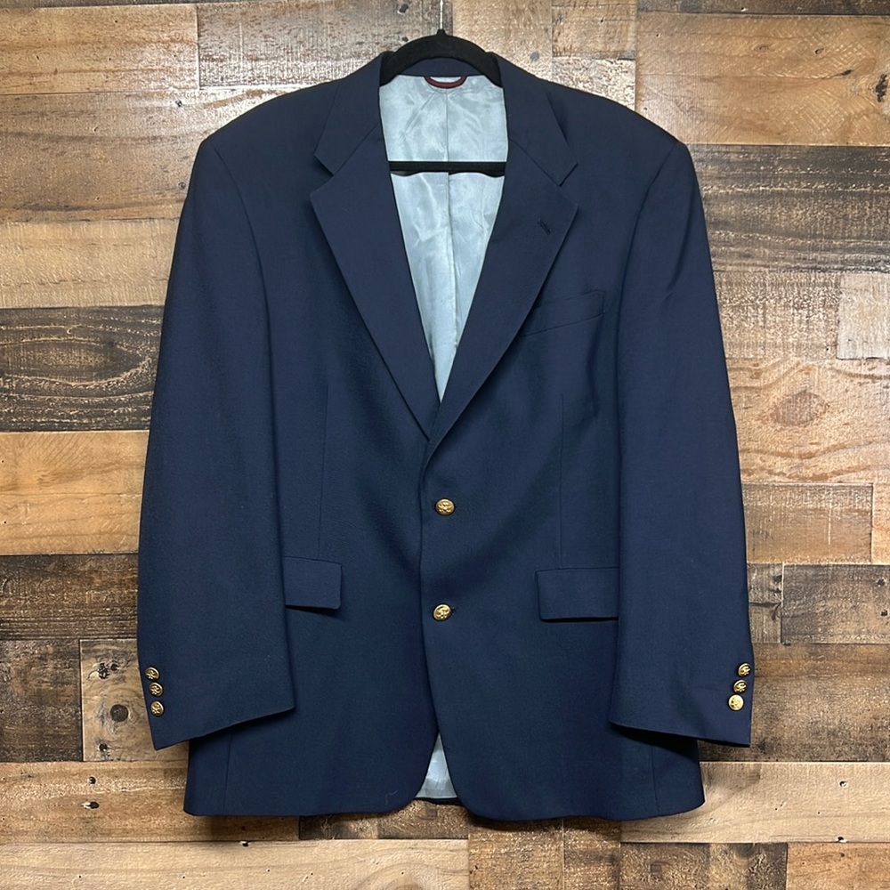 Jack Nicklaus Tournament Series Navy 2 Gold Button Blazer Gildners Men's Sz 42R